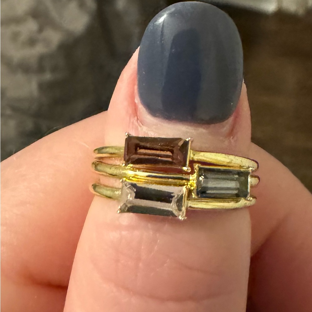 3 Baguette Crystal Rings